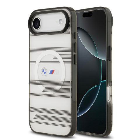 Apple iPhone 17 Air Kılıf BMW Orjinal Lisanslı M-safe Şarj Özellikli Metal Kamera Butonlu Yatay Şeritli M Dizayn Kapak