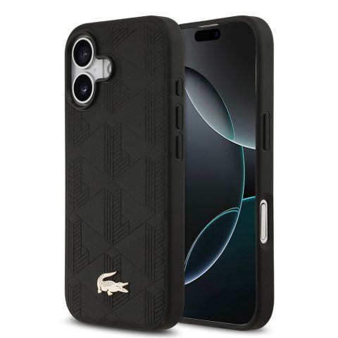 Apple iPhone 17 Kılıf Lacoste Orjinal Lisanslı M-safe Şarj Özellikli PU Deri Tasarımlı Karışık Monogram Desenli Kapak