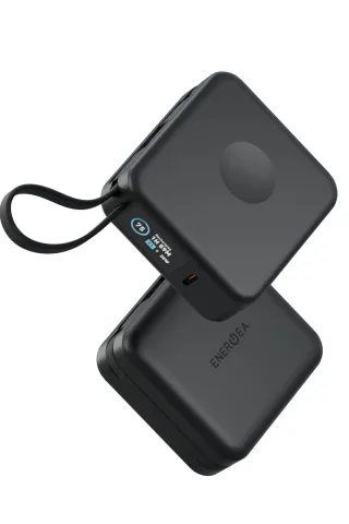 Energea MagPac Mini Plus Dijital Göstergeli 10.000 mAh 2 Adet 20W Type-C Kablolu 1 Adet 20W Type-C ve 15W Kablosuz Şarj Çıkışlı PD Hızlı Şarj Magsafe Powerbank