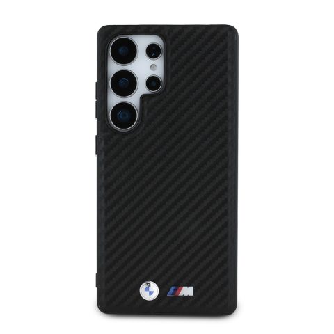Galaxy S25 Ultra Kılıf BMW Orjinal Lisanslı M-safe Şarj Özellikli Karbon Fiber Tasarımlı ve Metal Logolu PU Deri Kapak