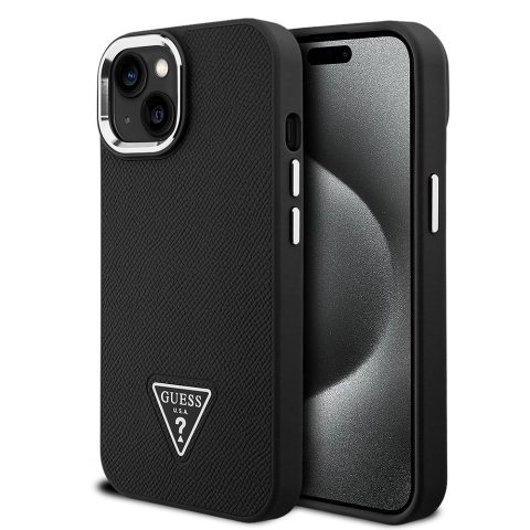 Apple iPhone 14 Kılıf Guess Orjinal Lisanslı M-safe Şarj Özellikli Grained Triangle Kapak