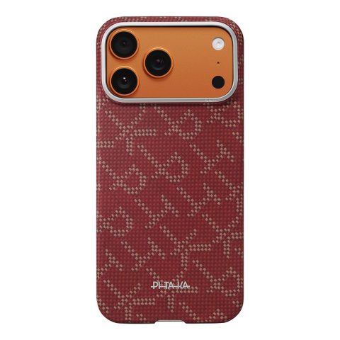 Apple iPhone 17 Pro Max Kılıf M-safe Şarj Özellikli Aramid Karbon Fiber Pitaka Tactile Woven Monogram Serisi Kapak
