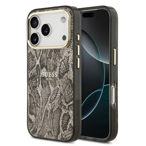 Apple iPhone 17 Pro Max Kılıf Guess Orjinal Lisanslı M-safe Şarj Özellikli Yazı Logolu Python Desenli Kapak