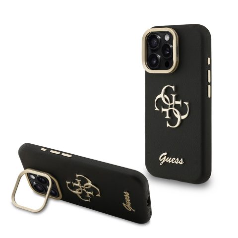 Apple iPhone 15 Pro Kılıf Guess Orjinal Lisanslı Grained Yazı Logolu Kamera Standlı Kapak
