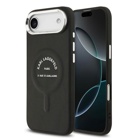 Apple iPhone 17 Air Kılıf Karl Lagerfeld Orjinal Lisanslı M-safe Şarj Özellikli Metal Kamera ve Buton Tasarımlı Paris RSG PU Deri Kapak