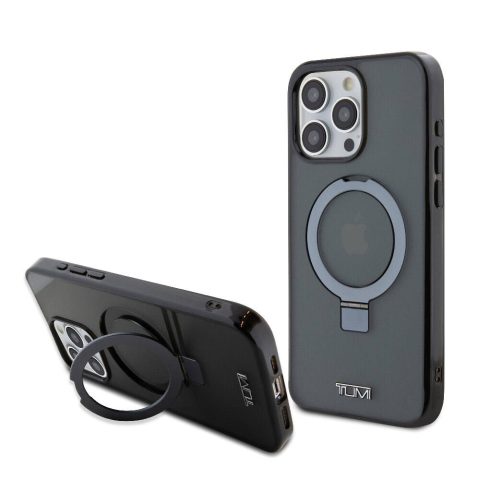 Apple iPhone 15 Pro Max Kılıf TUMI Orjinal Lisanslı M-safe Şarj Özellikli PC TPU Metal Logolu Ring Standlı Kapak