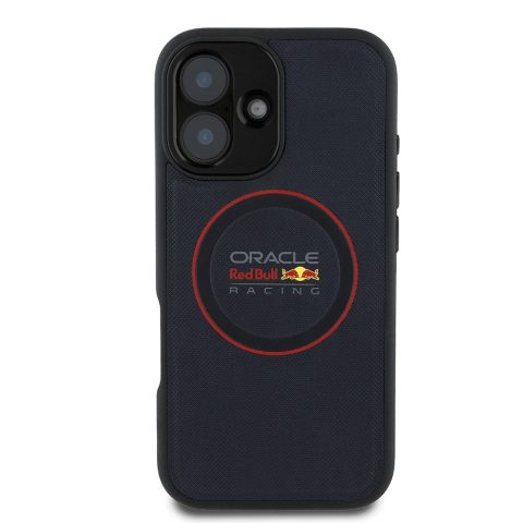 Apple iPhone 16 Kılıf Redbull Orjinal Lisanslı M-safe Şarj Özellikli Kırmızı Halka ve Logo Kabartmalı PU Deri Kapak