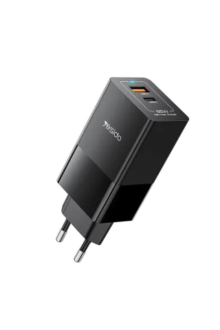 Yesido YC73 1 Adet 65W Type-C / 1 Adet 18W USB Çıkışlı Ekstra 1M Type-C to Type-C Kablolu GAN Hızlı Şarj Cihazı