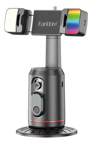 Earldom ZP32 360 Derece Ayarlanabilir BT 5.2 RGB Işık ve Beyaz Işık Aydınlatmalı Akıllı Yüz Takip Özellikli Selfie Gimbal