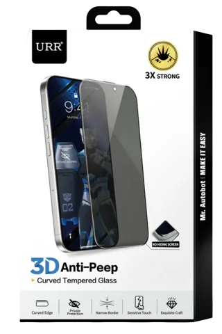 URR Apple iPhone 16 Pro Max 3D Anti-Peep Curved Hayalet Cam Ekran Koruyucu