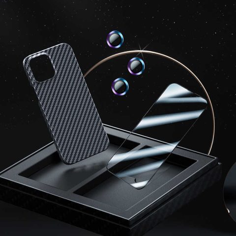 Apple iPhone 13 Pro Max Kılıf Benks Aramid Karbon M-safe 3 in 1 Set