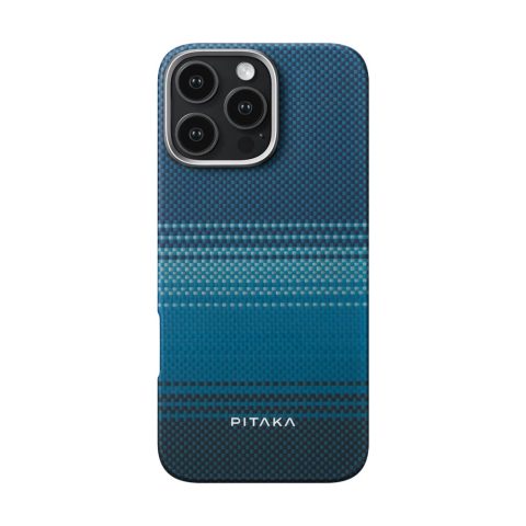 Apple iPhone 16 Pro Kılıf M-safe Şarj Özellikli Aramid Karbon Fiber Pitaka Tactile Woven Sunset-Moonrise Serisi Moonrise Kapak