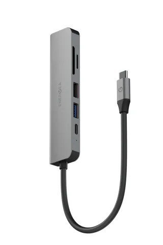 Energea AluHub HD3 60W Type-C PD Şarj Destekli 6in1 4K Hub Dönüştürücü