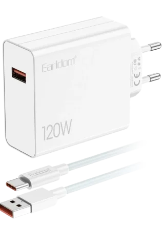 Earldom EU48 120W USB QC 3.0 Çıkışlı ve USB to Type-C Kablolu PD Hızlı Şarj Cihazı