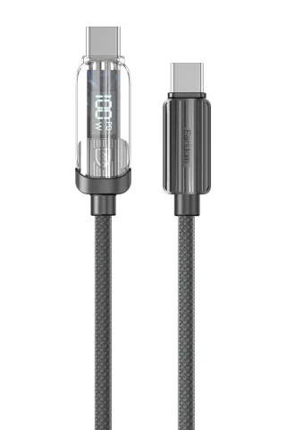 Earldom EC-189CC 1M 100W Dijital Göstergeli Type-C to Type-C PD Hızlı Şarj Kablosu