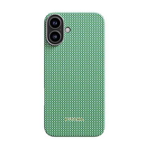 Apple iPhone 16 Plus Kılıf M-safe Şarj Özellikli Aramid Karbon Fiber Pitaka Ultra-Slim Classic Serisi Forest Green Kapak
