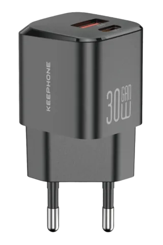 Keephone GaN Wall CH23091 30W 1 Adet Type-C ve 1 Adet USB Çıkışlı GaN Şarj Cihazı