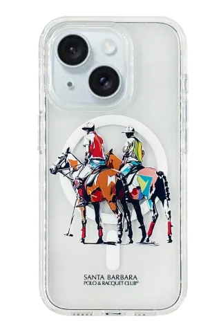 Santa Barbara Polo Racquet Club iPhone 15 Willie Şeffaf Magsafe Kapak - Geometry