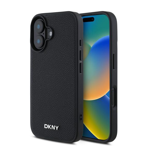 Apple iPhone 16 Kılıf DKNY Orjinal Lisanslı M-safe Şarj Özellikli Metal Logolu PU Deri Grained Kapak