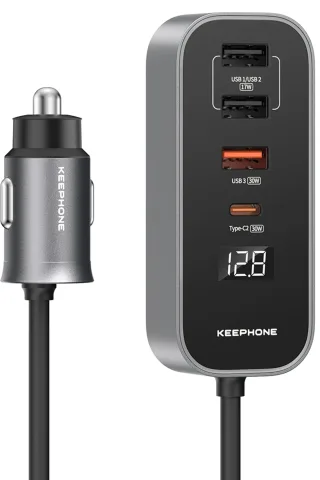 Keephone RevAmp CC14 2 Adet 17W USB 1 Adet 30W USB ve 1 Adet 30W Type-C Çıkışlı PD Hızlı Araç Şarj