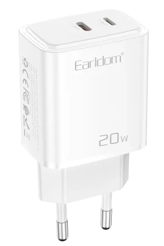 Earldom EU50 20W Type-C ve 20W Lightning Çıkışlı PD Hızlı Şarj Aleti