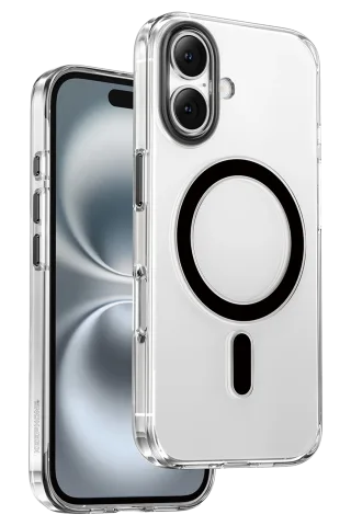 Keephone iPhone 16 Aurora Şeffaf Magsafe Kılıf - Siyah Titanyum