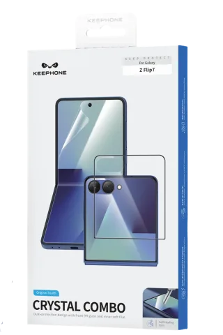 Keephone Samsung Galaxy Z Flip 7 Crystal Combo 2.5D HD Ekran Koruyucu
