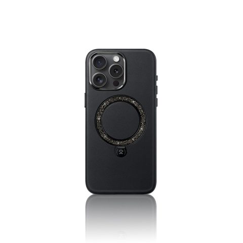 Apple iPhone 16 Pro Max Kılıf M-safe Şarj Özellikli Standlı Suni Deri Tasarımlı Pynana Dancing Circle Serisi Kapak