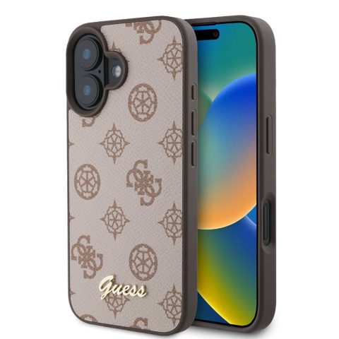 Apple iPhone 16 Plus Kılıf Guess Orjinal Lisanslı M-safe Şarj Özellikli Yazı Logolu Peony Kapak