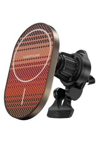 Keephone KPW-081 Kevlar Seanova 2in1 360 Derece Ayarlanabilir 15W Kablosuz Şarj Destekli Manyetik Magsafe Telefon Tutucu