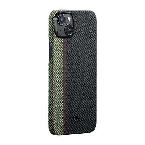 Apple iPhone 15 Plus Kılıf M-safe Şarj Özellikli 600D Aramid Karbon Fiber Pitaka Tactile Woven Orchestra Serisi Overture Kapak