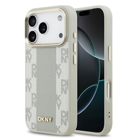 Apple iPhone 17 Pro Kılıf DKNY Orjinal Lisanslı M-safe Şarj Özellikli 3D Yazılı Checkered Pattern Kapak