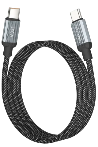 Keephone Magcoil 1M 100W Örgülü Type-C to Type-C Mıknatıslı PD Hızlı Şarj Data Kablosu
