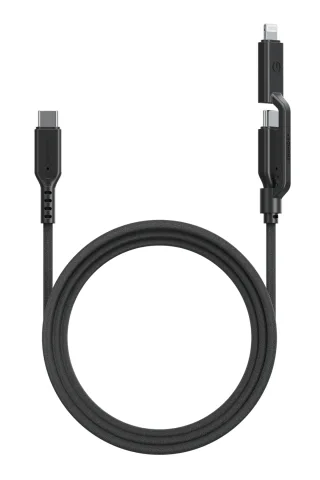 Energea Flow Duo 2in1 1.5M 240W Type-C to Type-C ve Lightning PD Hızlı Şarj Kablo