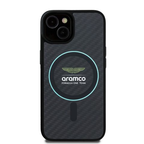 Apple iPhone 14 Kılıf Aston Martin Orjinal Lisanslı M-safe Şarj Özellikli Renkli Halka ve Karbon Fiber Tasarımlı Kapak