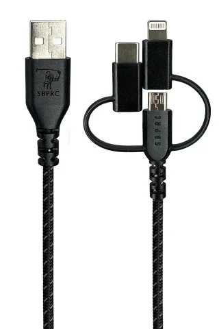 Santa Barbara Polo Racquet Club Basil 3in1 USB to Type-C Lightning ve Micro Çıkışlı Data Şarj Kablosu