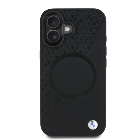 Apple iPhone 16 Kılıf BMW Orjinal Lisanslı M-safe Şarj Özellikli Metal Logolu Yarım Dokulu Circle Deri Kapak