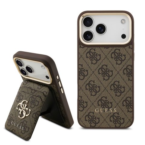 Apple iPhone 17 Pro Max Kılıf Guess Orjinal Lisanslı M-safe Şarj Özellikli 4G Metal Büyük Logolu Kartlıklı Kapak