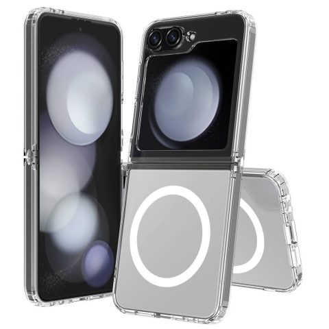 Galaxy Z Flip 6 Kılıf M-safe Şarj Özellikli Şeffaf Sert PC Zore Embos Kapak