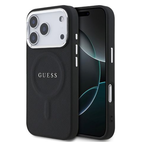 Apple iPhone 17 Pro Kılıf Guess Orjinal Lisanslı M-safe Şarj Özellikli Klasik Yazı Logolu PU Deri Kapak
