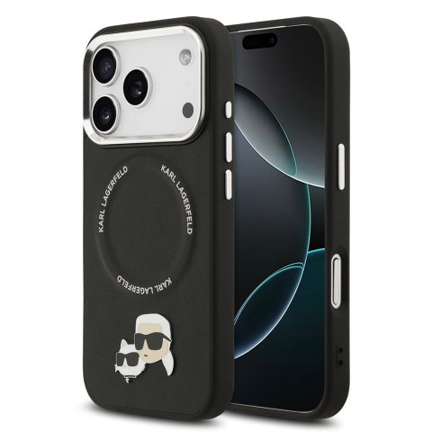 Apple iPhone 17 Pro Max Kılıf Karl Lagerfeld Orjinal Lisanslı M-safe Şarj Özellikli Metal Kamera ve Buton Tasarımlı K&C PU Deri Kapak
