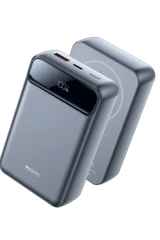 Yesido YP50 20.000 mAh Dijital Göstergeli 22.5W USB 3.0 / 20W Type-C Çıkışlı ve 15W Kablosuz Şarjlı PD Hızlı Şarj Magsafe Powerbank