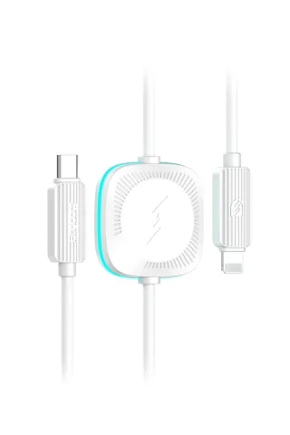 Earldom WC41 1.2M 20W Type-C to Lightning ve 2.5W Kablosuz Saat Şarj Çıkışlı 2in1 PD Hızlı Şarj Kablosu