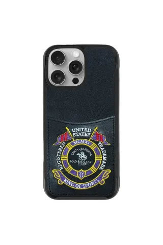 Santa Barbara Polo Racquet Club iPhone 16 Pro Abner İçi Süet Nakış Desenli Kartvizitli Kılıf