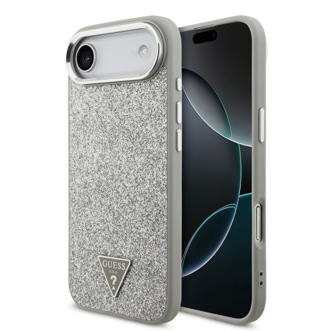 Apple iPhone 17 Air Kılıf Guess Orjinal Lisanslı M-safe Şarj Özellikli Metal Kamera Çerçeveli Üçgen Logolu Glitter Kapak