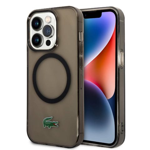 Apple iPhone 15 Pro Kılıf Lacoste Orjinal Lisanslı M-safe Şarj Özellikli Transparan Timsah Logo Baskılı Kapak