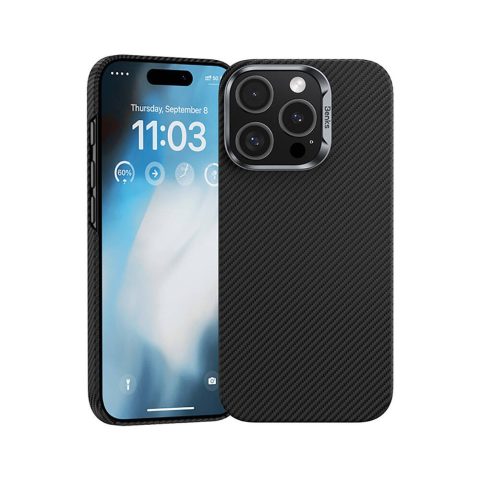 Apple iPhone 16 Pro Kılıf Benks M-safe Şarj Özellikli Magnetik ArmorAir 600D Kevlar Karbon Fiber Kapak