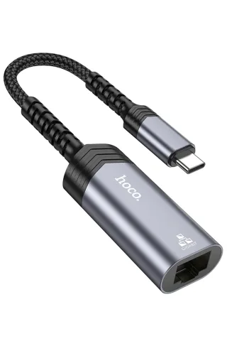 Hoco. UA26 Tak Çalıştır Type-C to RJ45 1000 Mbps Ethernet Dönüştürücü
