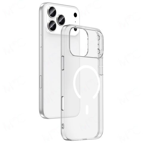 Apple iPhone 17 Pro Kılıf IC Çipli M-Safe Şarj Özellikli Şeffaf Kamera Çerçeveli Zore Toledo Kapak